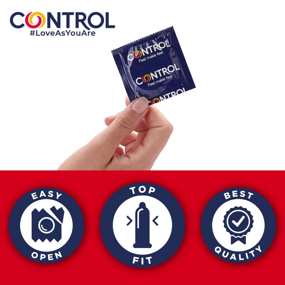 Control Preservativos Fussion, Caja 24 Condones Sabores Variados, Chocolate, Melocotón y Menta, Lubricados, Ajuste Óptimo para una Relación Segura