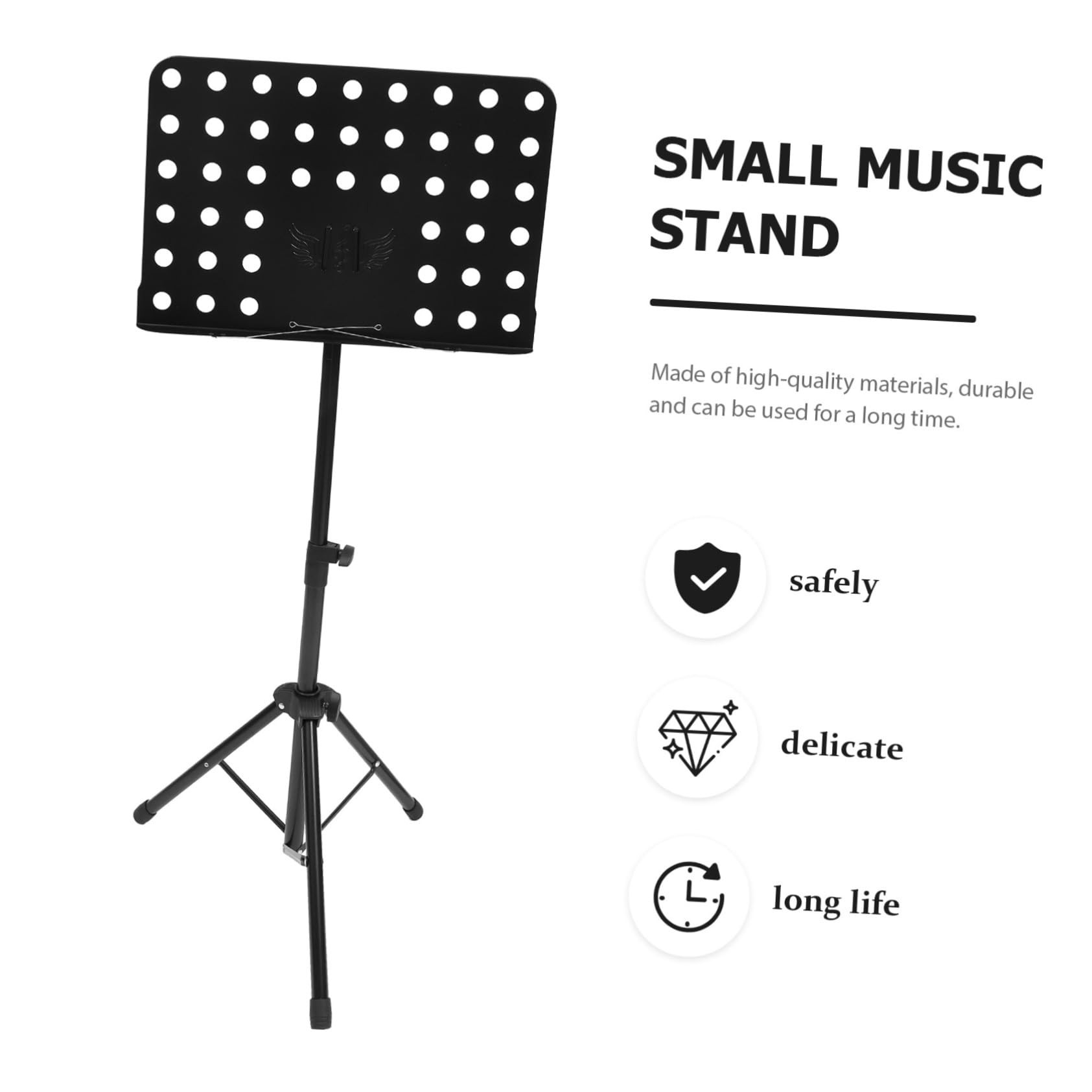 Atril de Partituras Plegable y Portátil de Acero para Libros de Música, Color Negro, Adecuado para Guitarras y Presentaciones