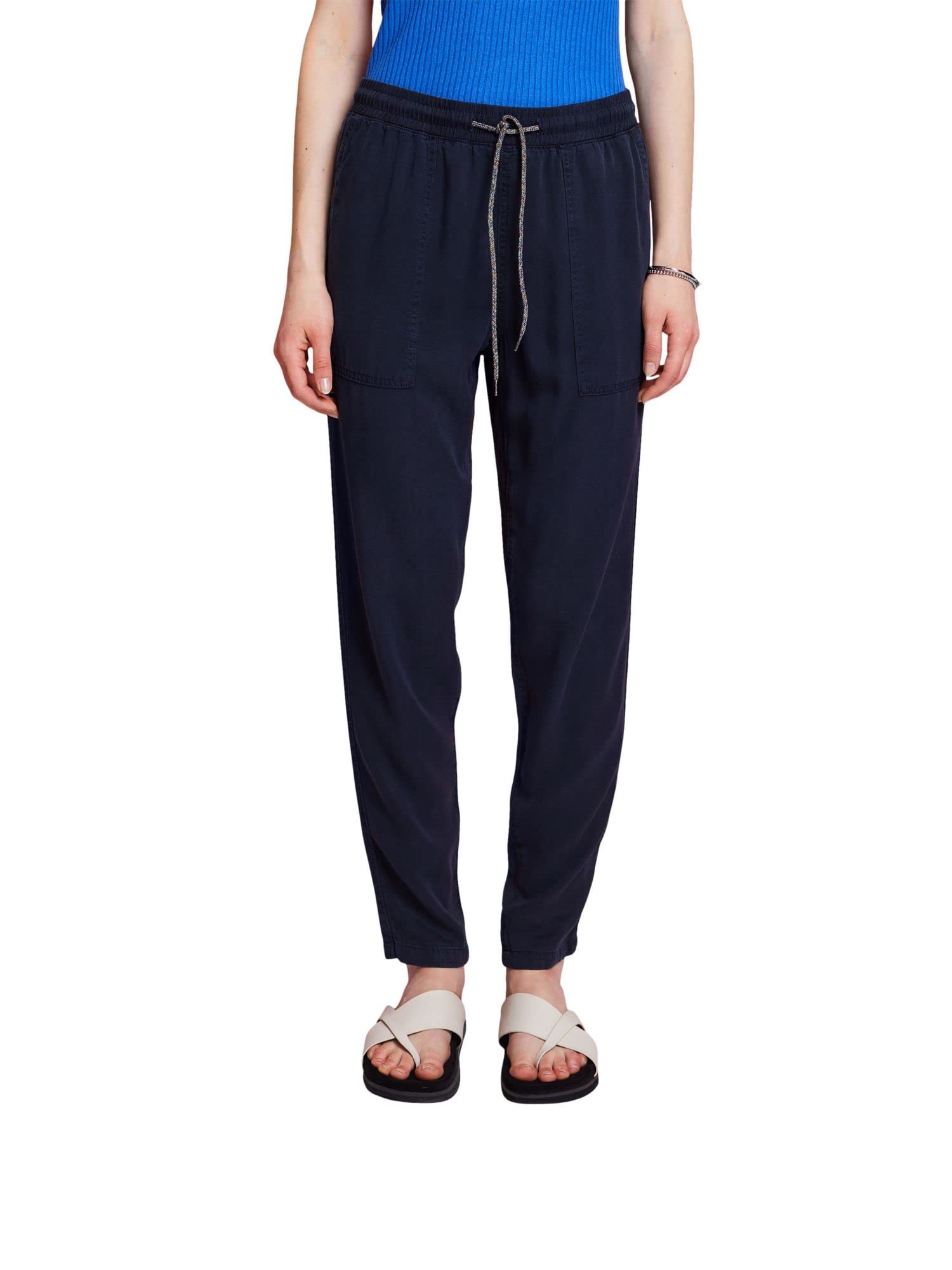 ESPRIT Women's Trousers, 400/Navy, 8
