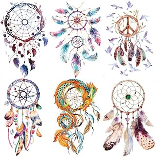 27 Angel Tattoo Ideas That Symbolize Protection 141 6 Sheets Arm Large Temporary Tattoos - Colorful Dream Catcher Dreamcatch...