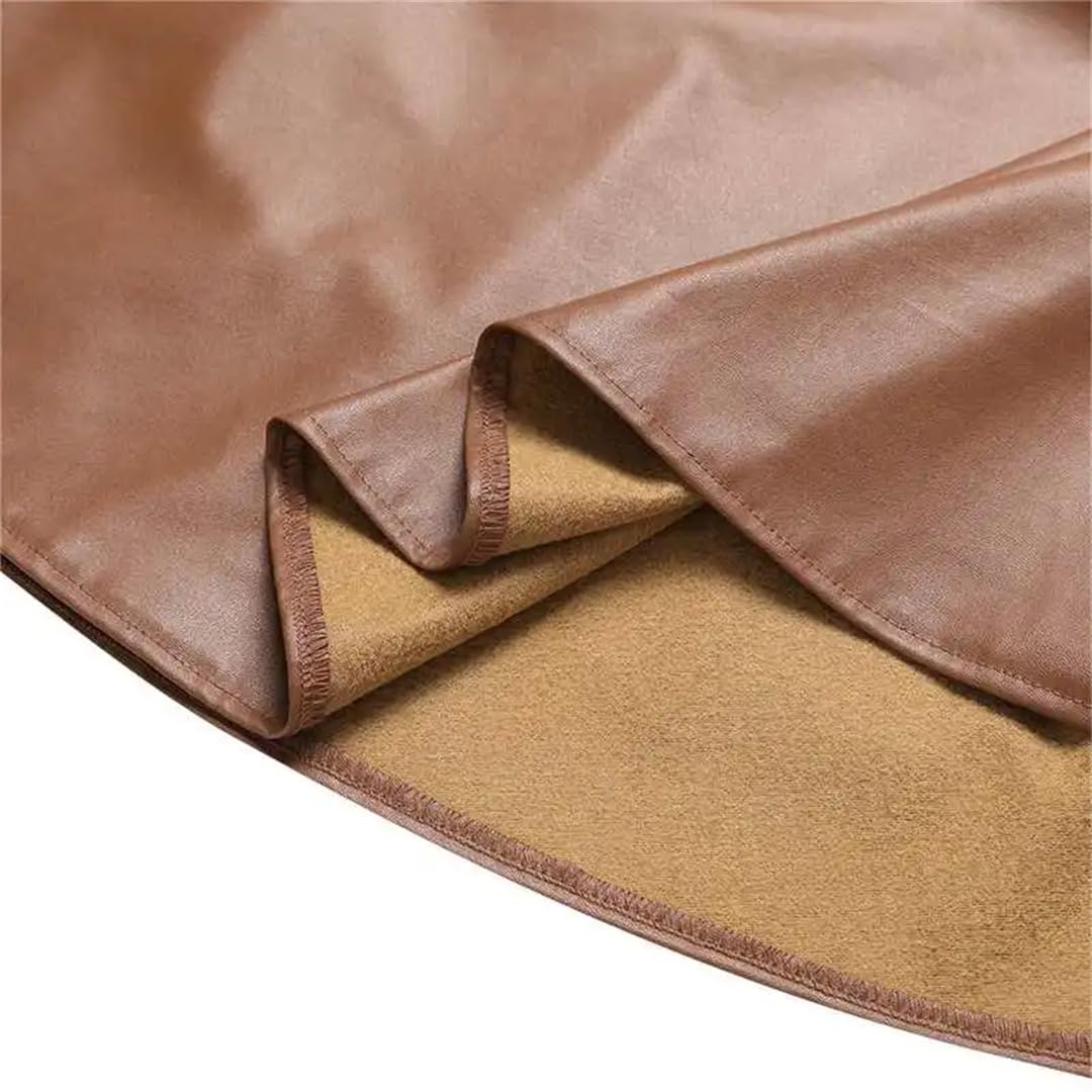 Wjnvfioo Moda A Vita Alta Donne PU Gonne In Pelle Vintage Pieghe Patchwork Increspature Autunno Solido Gonne