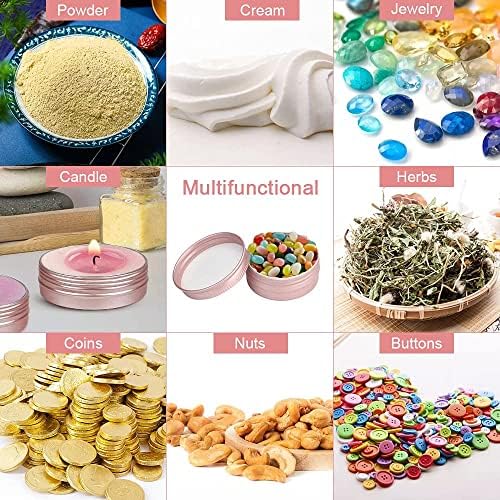 FIGFYOU 24 Pcs Aluminum Tin Jars, 15ml Empty Cosmetics Container Pots Travel Cosmetics Tins with Screw Lids,Labels & Spatula,Refillable Small Cosmetic Pots for Cream, Sample,Powder,Candle
