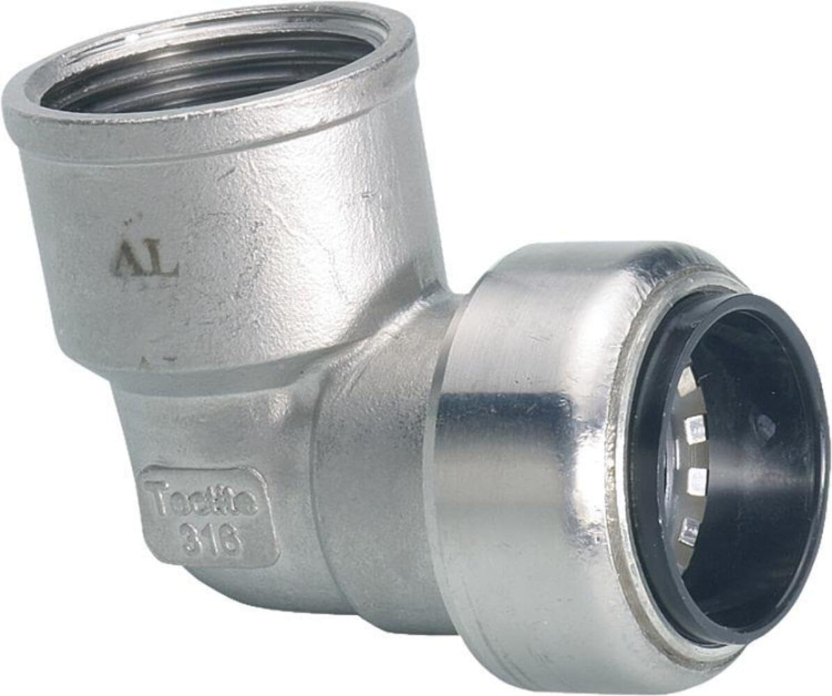 Conector de acero inoxidable, ángulo de transición 90°, 18 x 3/4" rosca interior