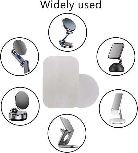 Miniatura 8 de GDMINLO Placa de metal de montaje (paquete de 4) para soporte magnético de teléfono con adhesivo completo para imán de teléfono, (2 rectangulares y