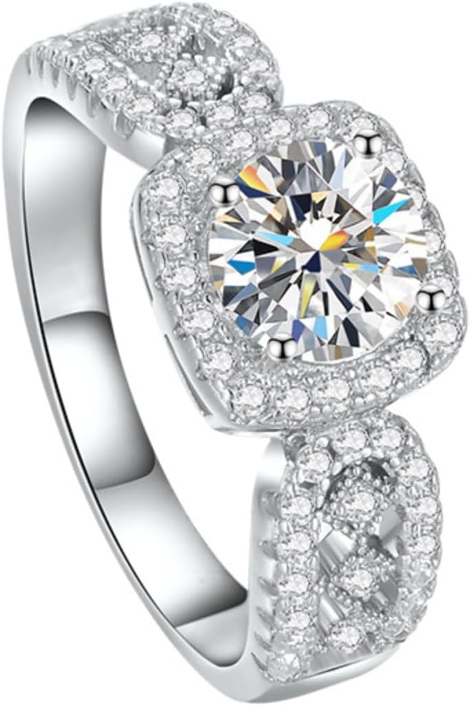14K Gold 1ct Diamond Women's Engagement Rings, D-Color VVS1 Round Cut Diamond Ring, Premium Engagement Ring for Girlfriend