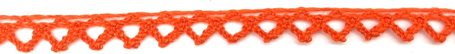 3/8" 100% Cotton Cluny Lace - Sawtooth Crochet Lace Design - 18 Yards (Orange)