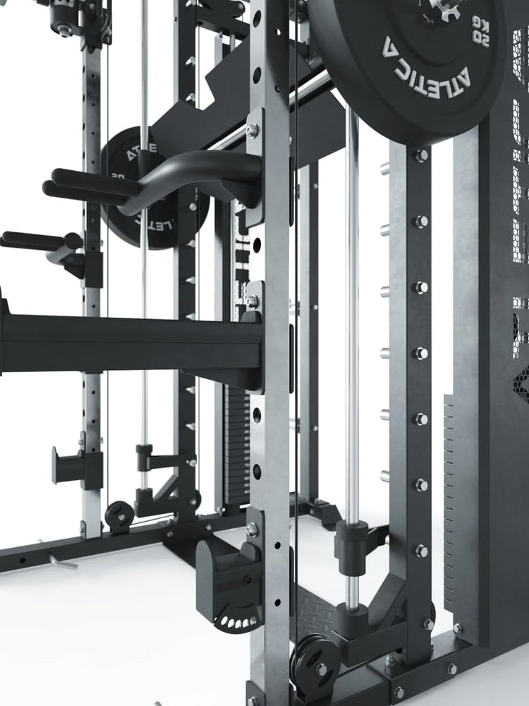 ATLETICA Fortress | Multipresse | Smith Machine & Système Flex-Cross à 360° | Station de Musculation avec 180 kg de Poids à Stack | Utilisation en Studio Possible | Option Presse à Jambes