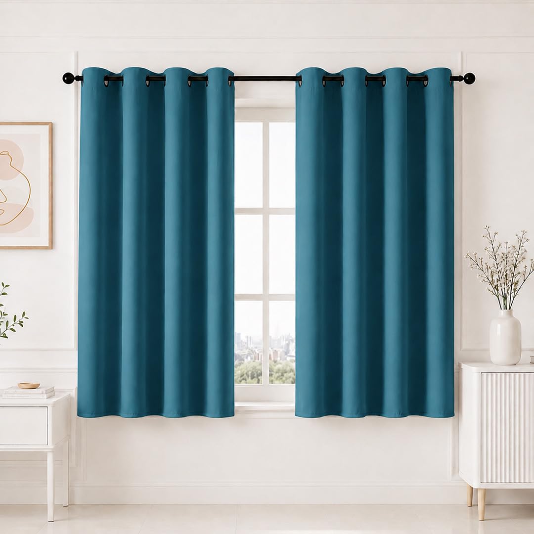 HOMEMONDE 100% True Blackout Curtain 5 Feet Set of 2 - Thermal Insulated & Room Privacy Window Curtains, Blue Light Blocking Curtains 96 Inch Long - (152L x 118W CM)
