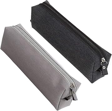 Enyuwlcm Fabric Stationery Stylish Simple Pencil Bag Small Square Waterproof Pencil Case Black and Gray 2 Pack