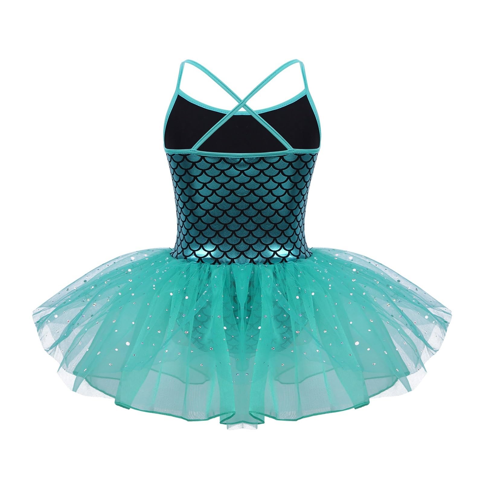 Robe Tutu Ballet Fille Robe Tutu de Ballet sirène à paillettes for enfants filles, justaucorps de gymnastique, Costumes de spectacle de danse, vêtements de danse, robe de ballerine(Lake Blue,5)
