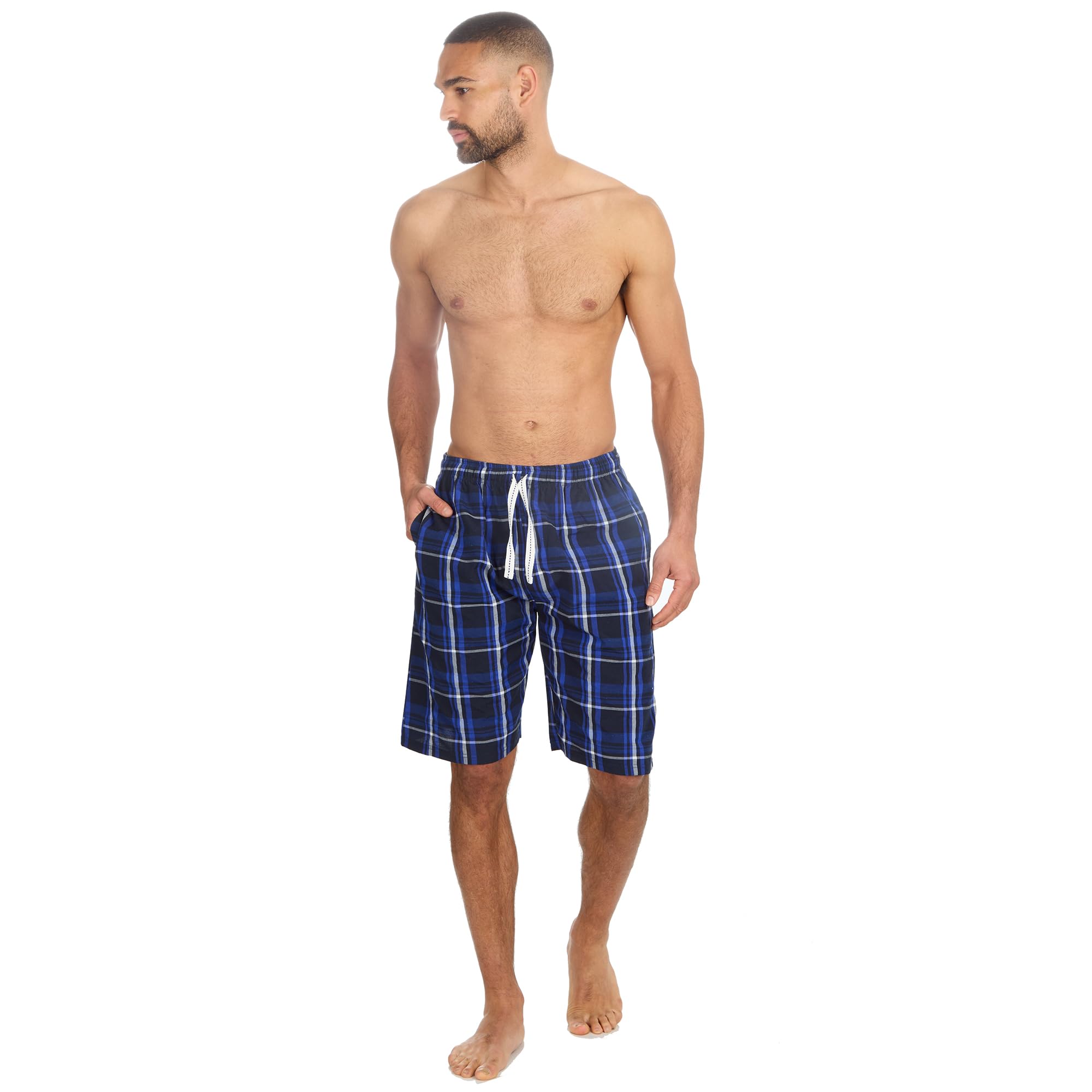 Undercover Mens Woven Check Lounge Shorts 31B1912 Royal Blue Medium