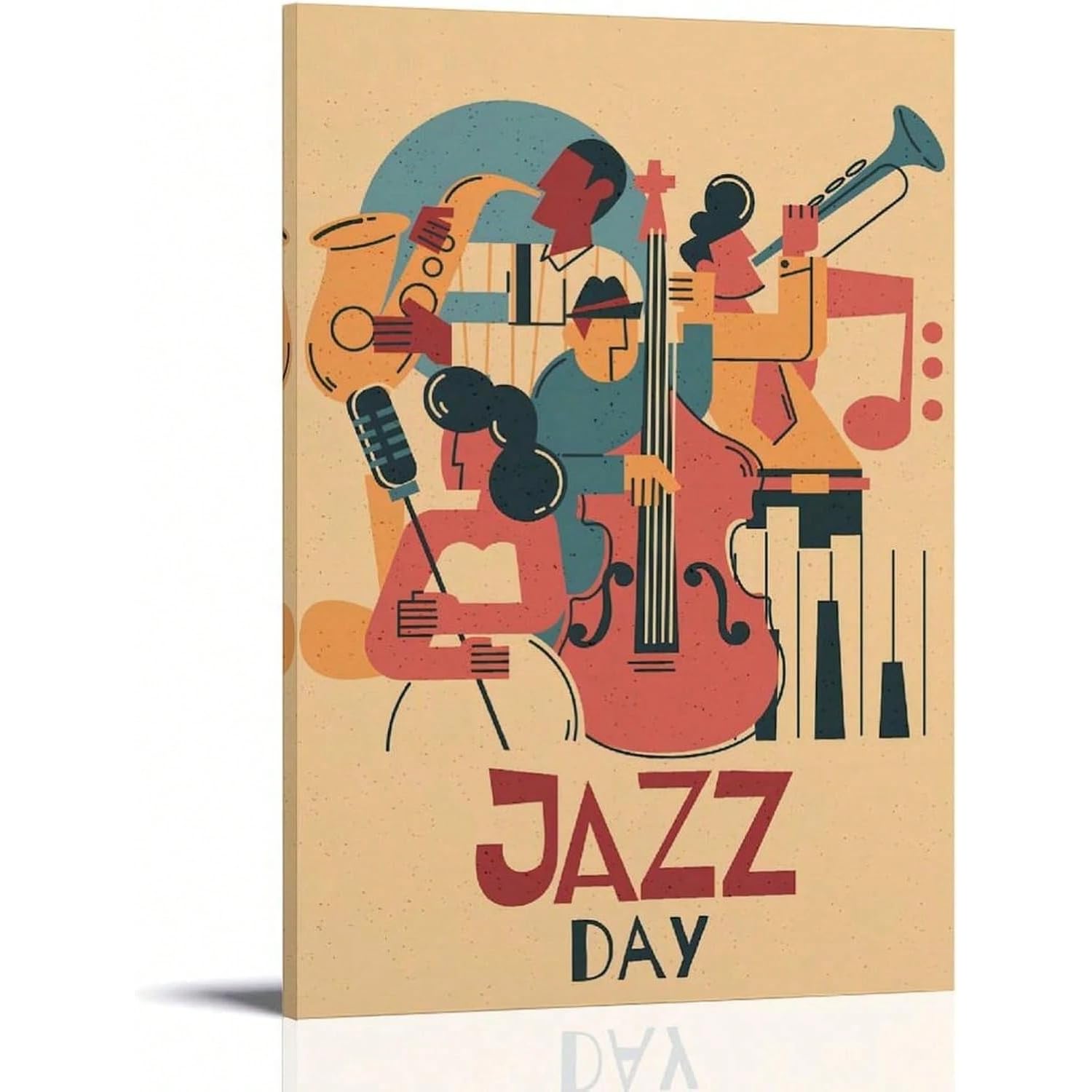 AIHNBF Jazz Tag musica su tela moderna astratta musicista pittura vivace strumentale decorazione per la casa soggiorno camera da letto, 50 x 75 cm