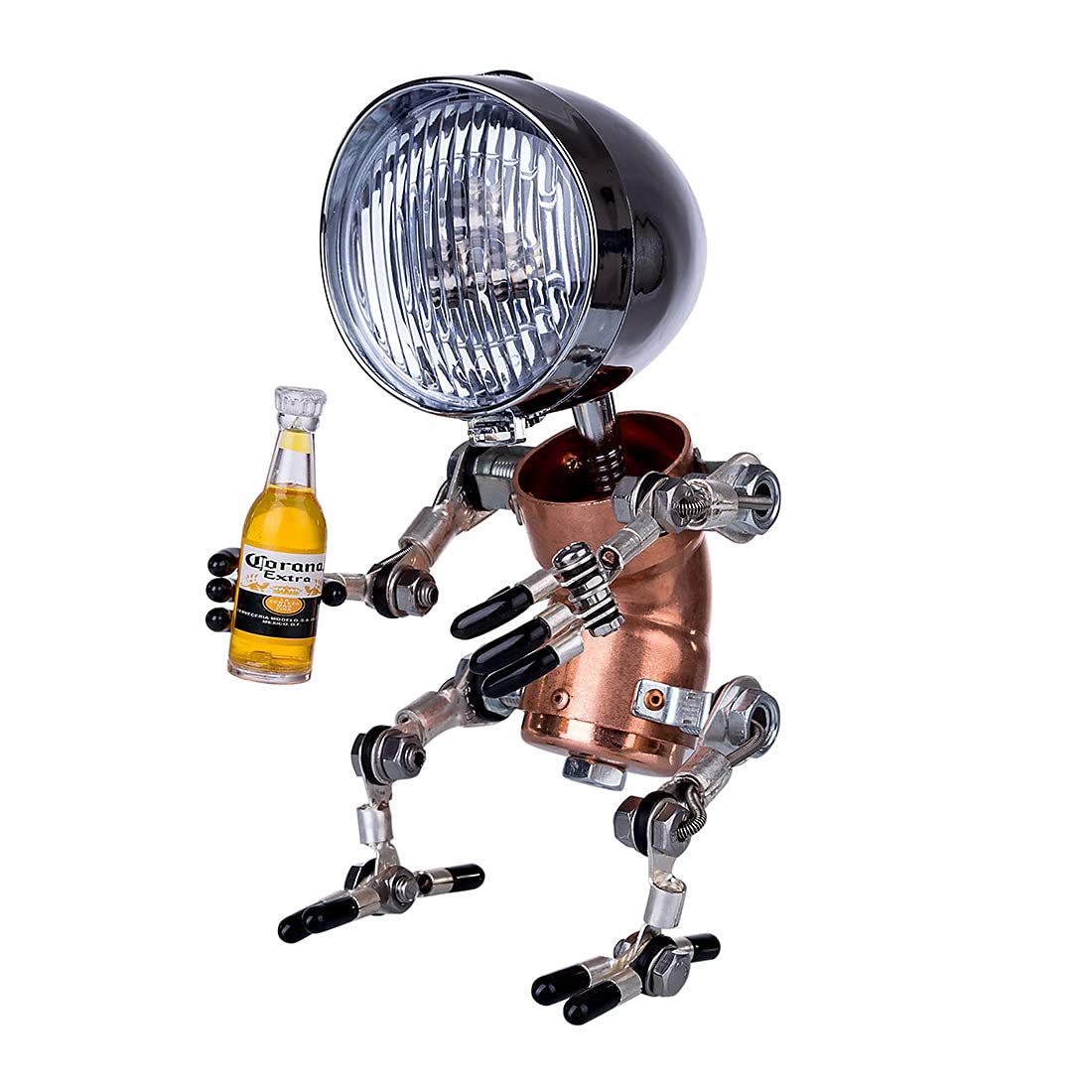 3D metalowy model lampy do montażu robota dla dorosłych, DIY, steampunk, ręcznie wykonany, mechaniczny metalowy robot, kreatywne wyznaczanie trendów, dekoracyjne prezenty dla mężczyzn (model zasilany