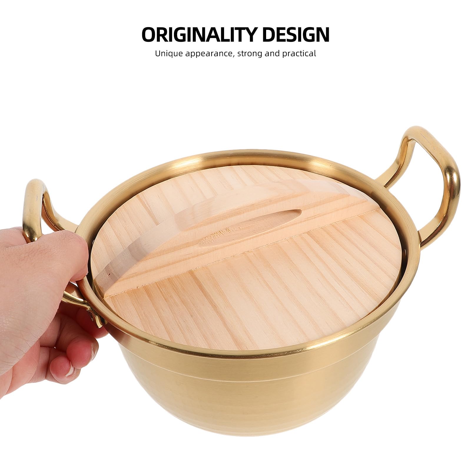 TIDTALEO Pentola per Noodles in Acciaio Inox 900ml Oro con Manico