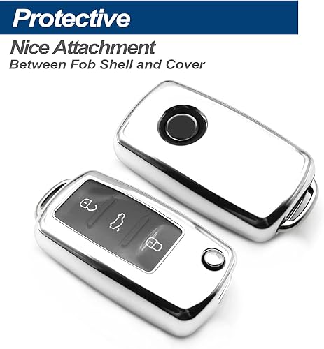Vista 18 de Funda protectora para llavero de poliuretano termoplástico compatible con Volkswagen Beetle CC Eos Golf GTI Jetta Passat Rabbit Tiguan Touareg Atlas