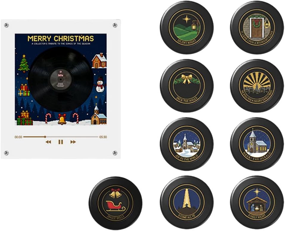 Retro Vinyl Refrigerator Magnet NFC Music Player with 9 Custom Vinyl Discs image 5