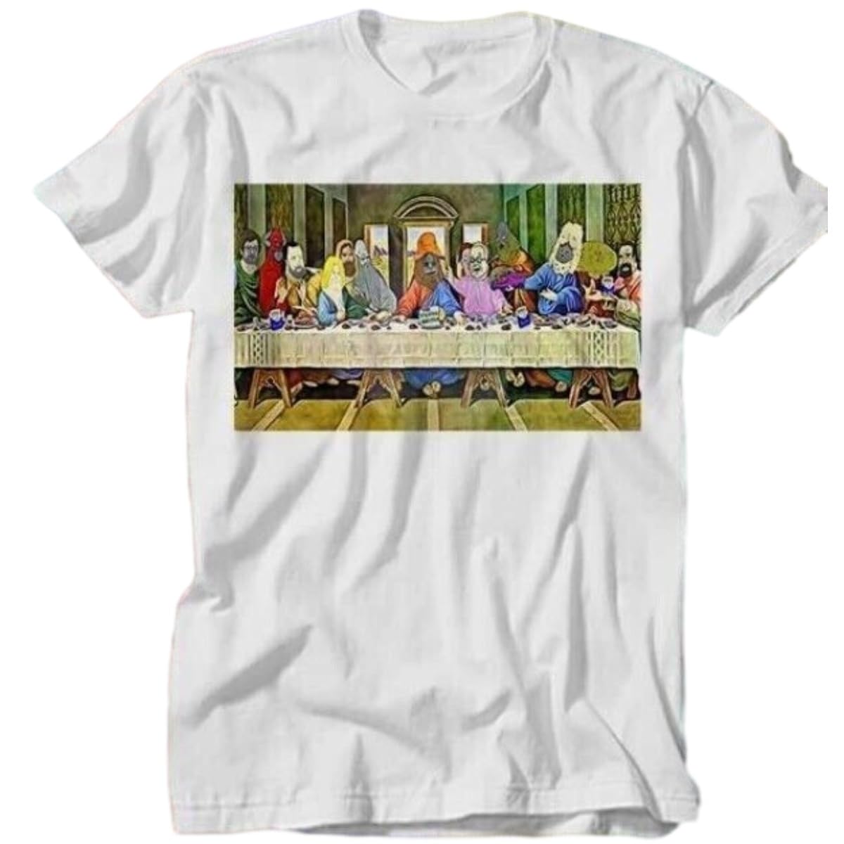 Knwwol Men's White Jesus Last Supper Of Browntown 2 Mike Nolan Big Lez Show T Shirt Top Teewhitel