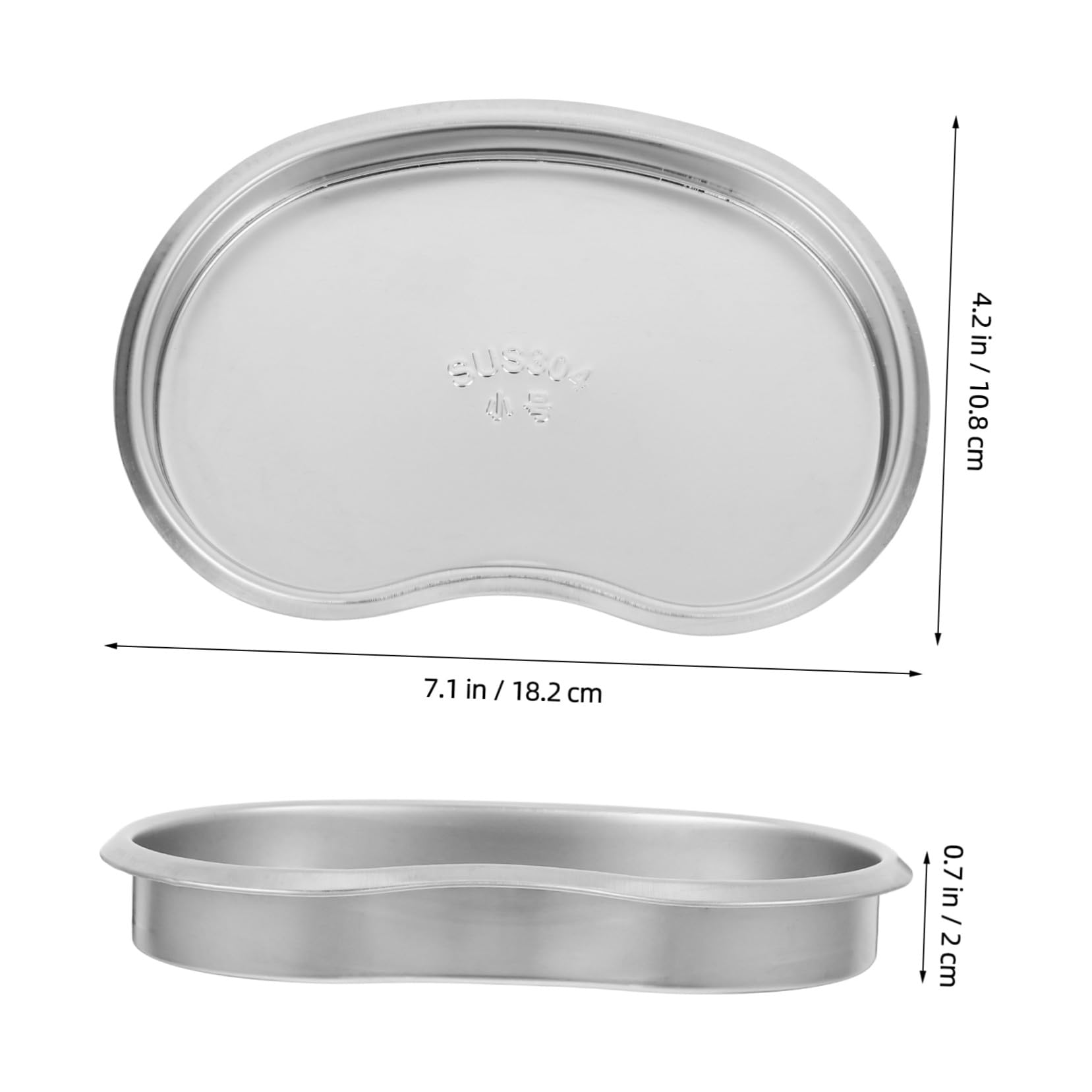 Cabilock Bandeja Oval de Acero Inoxidable Resistente Costuras para Instrumentos Médicos Reutilizable y Prueba de Fugas para Uso Clínico y Quirúrgico de Pequeño