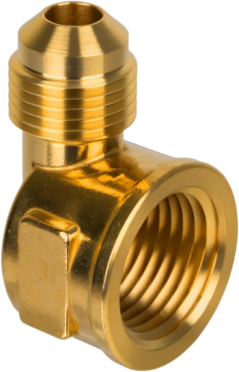 3/8" Male Flare x 1/2" NPT Female Brass Flare Fitting, 90 Degree Elbow, Tube Fitting, Propane, Fuel, Gas Adapter, Durable Brass Pipe Connector
