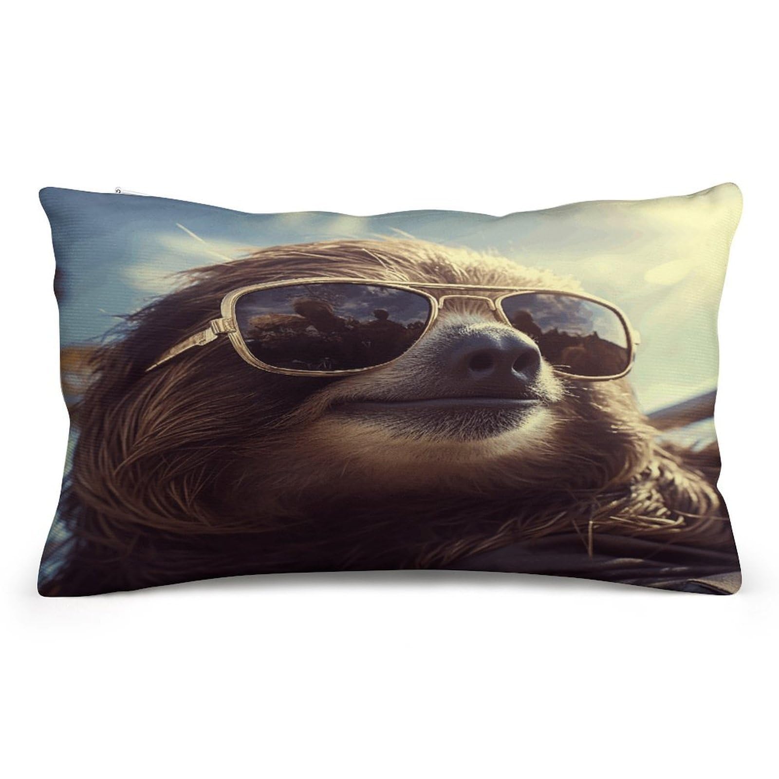 Wsoihfec Style Sloth With Sunglasses Throw Pillow Covers Decorative, Pillow Cases Soft Plush, Modern Farmhouse Boho Cushion Cover For Bed Couch Sofa Living Room Spring Decor8 X12
