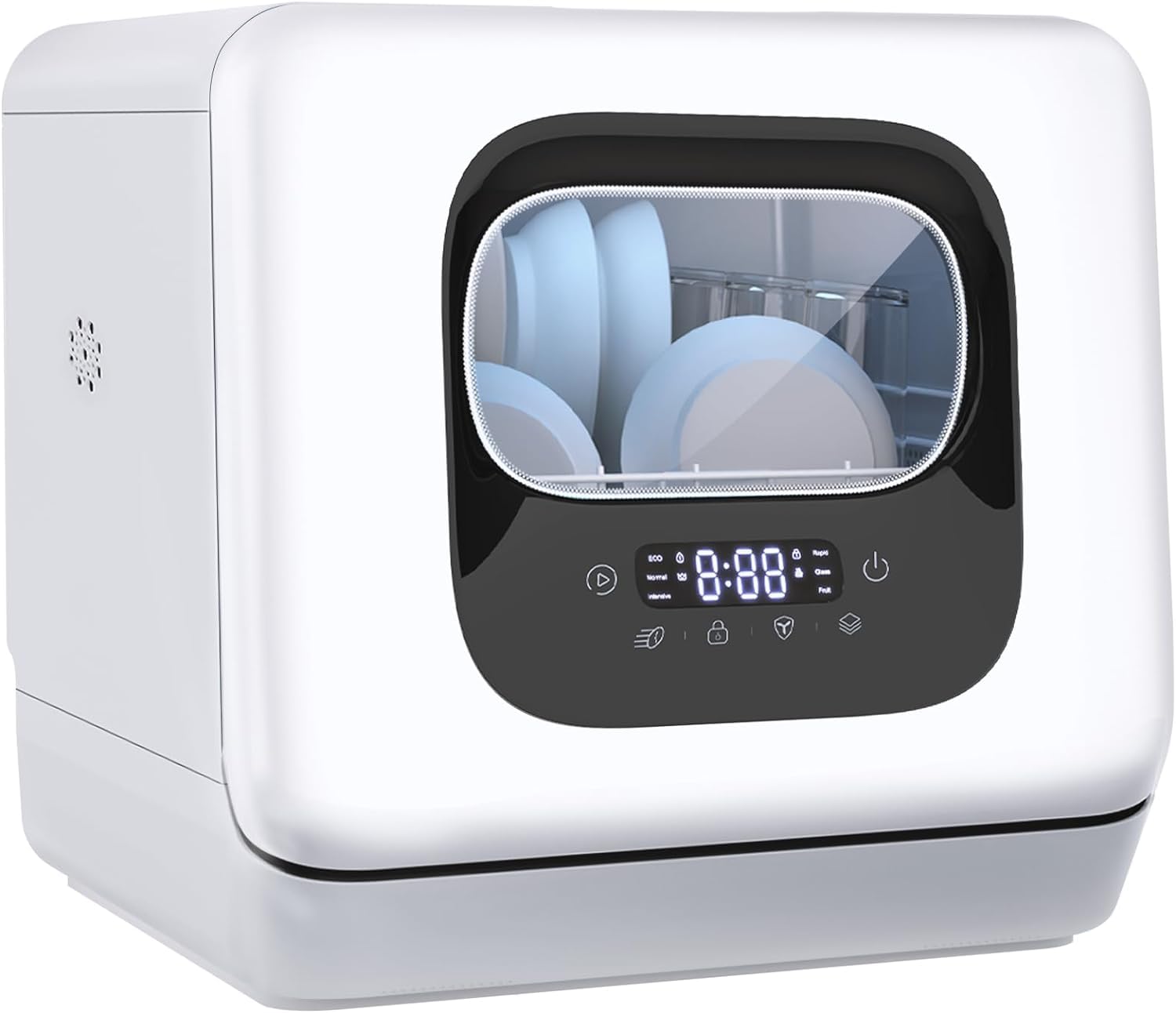 AGLUCKYCountertop Dishwasher, Portable Dishwashers with 6 Programs, 24H Timing, Air-Drying, 360ยฐ Deep Cleaning, Mini Dishwashers for Apartments, Dorms & Kitchenettes