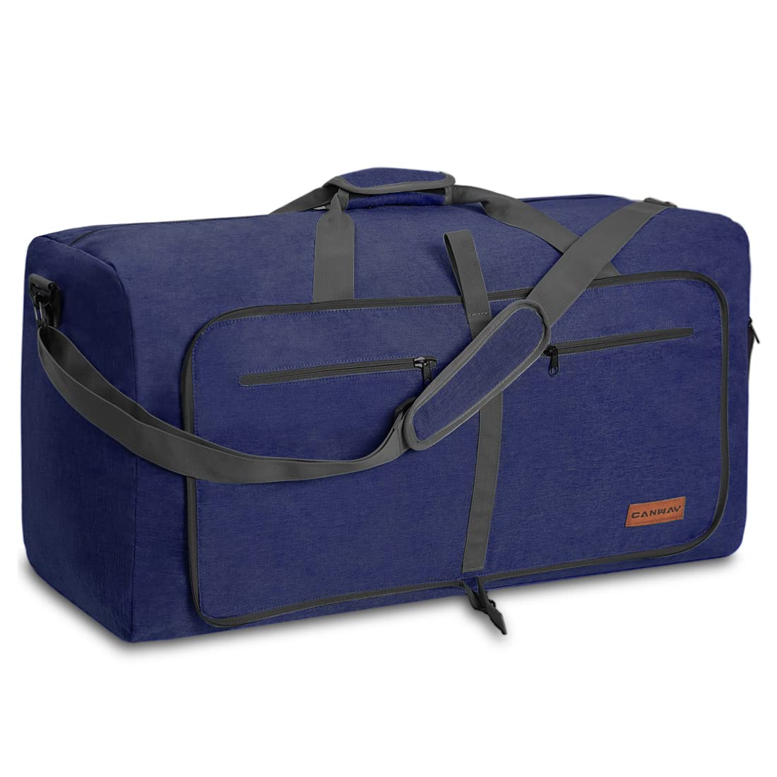 CANWAY85L Duffle Bag for Men Travel, Foldable Travel Duffel Bag with Shoes Compartment,Overnight Weekender Bag Water-proof & Tear Resistant, Navy