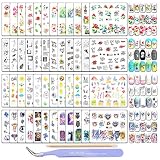 DANNEASY 48 Sheets Nail Water Transfer Stickers Animal Flower Design Manicure Wraps Decals for Women