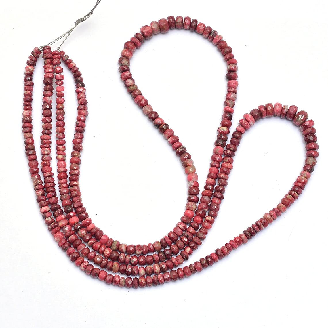 Thulite 4 mm - 5 mm kamień szlachetny rondelle fasetowane koraliki | 43 cm sznur | Naturalny rzadki różowy tykulit półszlachetne koraliki z kamieni szlachetnych do produkcji biżuterii