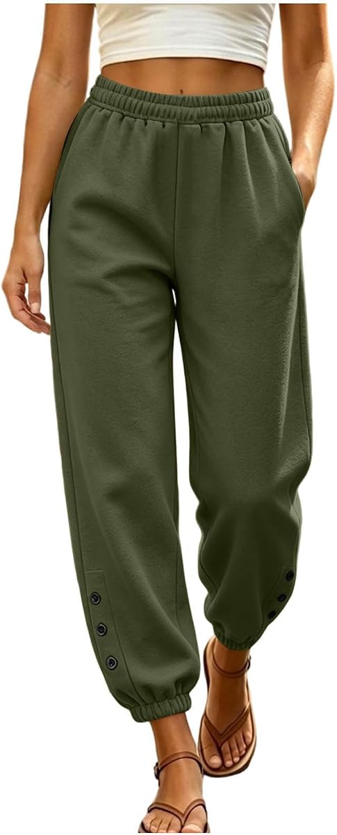 Pantalones de correr casuales para mujer, pantalones de talle alto, holgados, pantalones de salón, polainas, pantalones de forro polar sueltos, para otoño e invierno