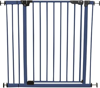Iris Ohyama Pet Gate, Dog Gate, Cat Gate, Steel Gate with Extended Frame, Navy Blue, Width 31.1-35.8 inches (79-91 cm), Adjustable