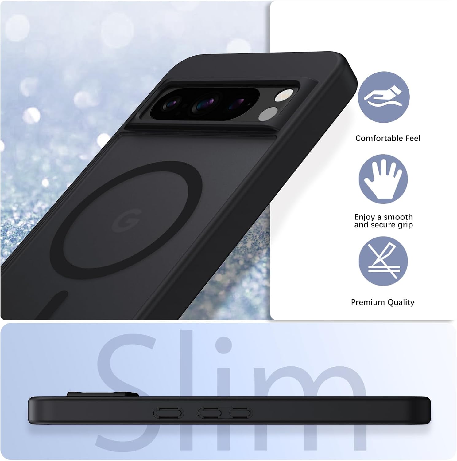 DUEDUE Magnetic for Google Pixel 8 Pro Case, Black image 4