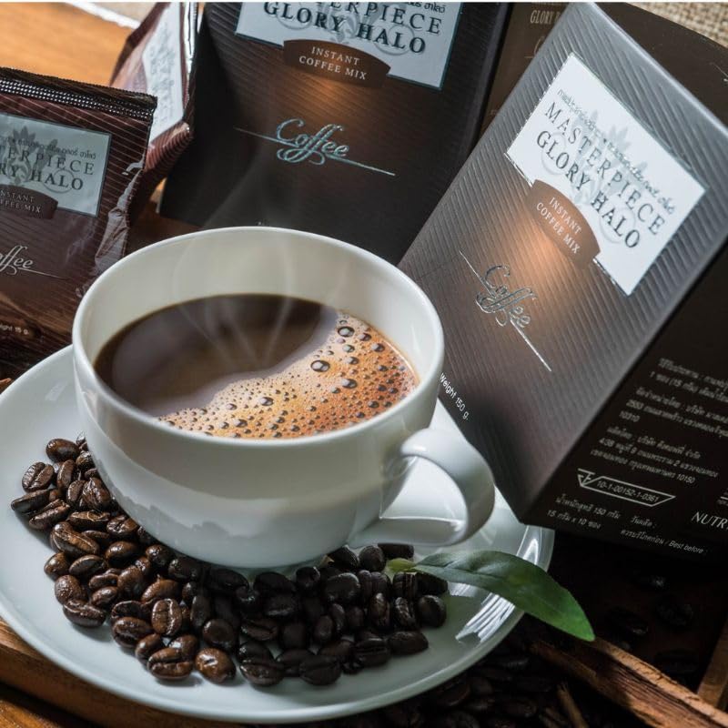 GLORYHALO Instant Coffee Mix Healthy 19 in 1 Vegan Roasted Snack Delicious Mellow Intense 150 grams (10 Sachets) Set 10 By Beautygoodshop [Get Free For You Beauty Gifts] image 4