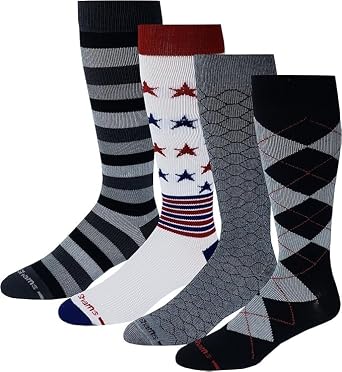 Dr. Shams Compression Knee High Socks, 15-20 mmHg, USA Made, 4 Pairs,