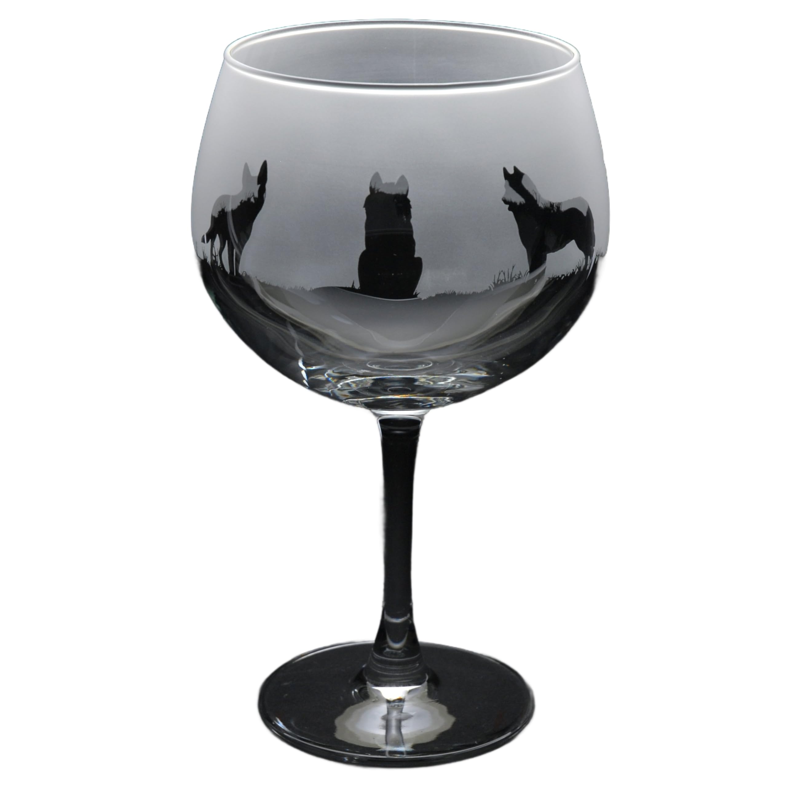 GLYPTIC Glass Art Husky Dog Frieze Hand Etched/Engraved Gin Cocktail Glass