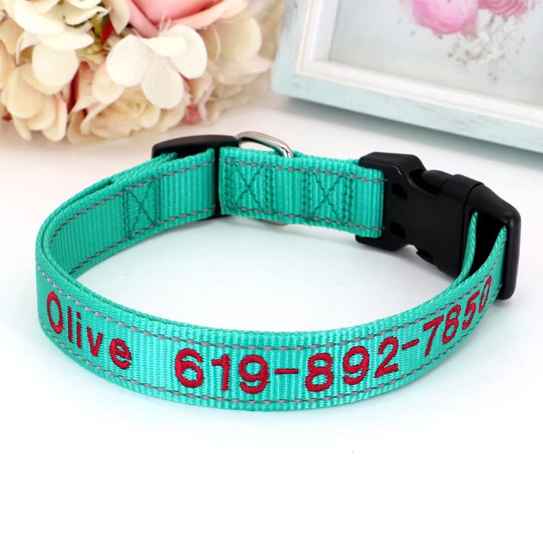 Nylon Reflecterende Halsband voor Hond met Geborduurde tekst - huisdier
