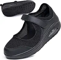 Sapatos femininos confortáveis de trabalho para enfermeira, antiderrapante, ajustável, respirável, buffer de caminhada, fitness, casual, ortopédico, leve, artrite, diabetes, dor no calcanhar