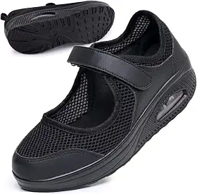 Sapatos femininos confortáveis de trabalho para enfermeira, antiderrapante, ajustável, respirável, buffer de caminhada, fitness, casual, ortopédico, leve, artrite, diabetes, dor no calcanhar