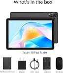 PRITOM 2026 tablette 10 de pouce, Android 15 Comprimés, Octa-Core, WI-FI 6, 2 en 1 tablette 64GB avec clavier, Bluetooth, double caméra, HD IPS Affichage, Widevine L1
