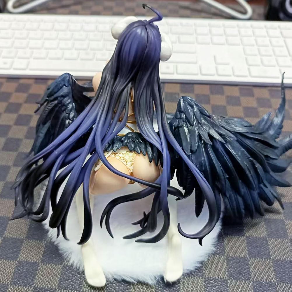 Albedo-Figura, Figurka Anime Albedo, pozycja klęcząca, model z PVC, figurka dziewczyny z mangi, 15 cm, przedmiot kolekcjonerski, model do dekoracji biurka
