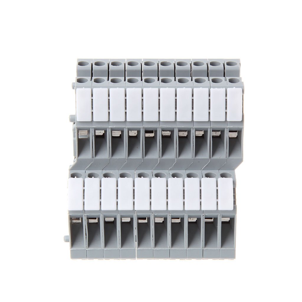 50 Pcs UKK3 Rail DIN Double Niveau Bornier Terminal 500V 25A 28-12AWG Gris pour La Maison Électroménager Circuits Électroniques Machines