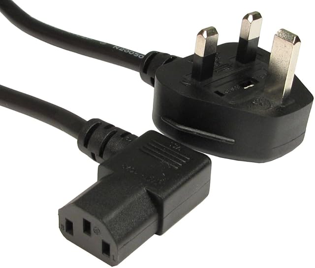 PCSL® Mains Cable/Power UK Lead Plug Cord (2m, C13 Angled IEC)
