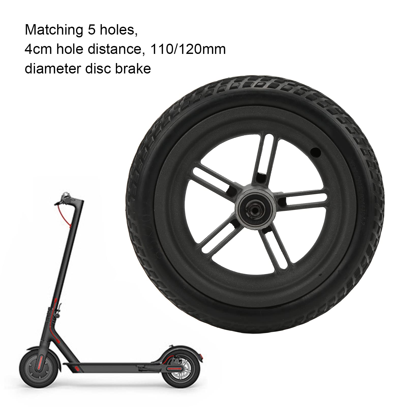 Ensemble de Roue arrière de 8,5 Pouces, Pneu Solide de Scooter antidérapant en Caoutchouc de 8,5 Pouces pour Scooter électrique M365 Pro