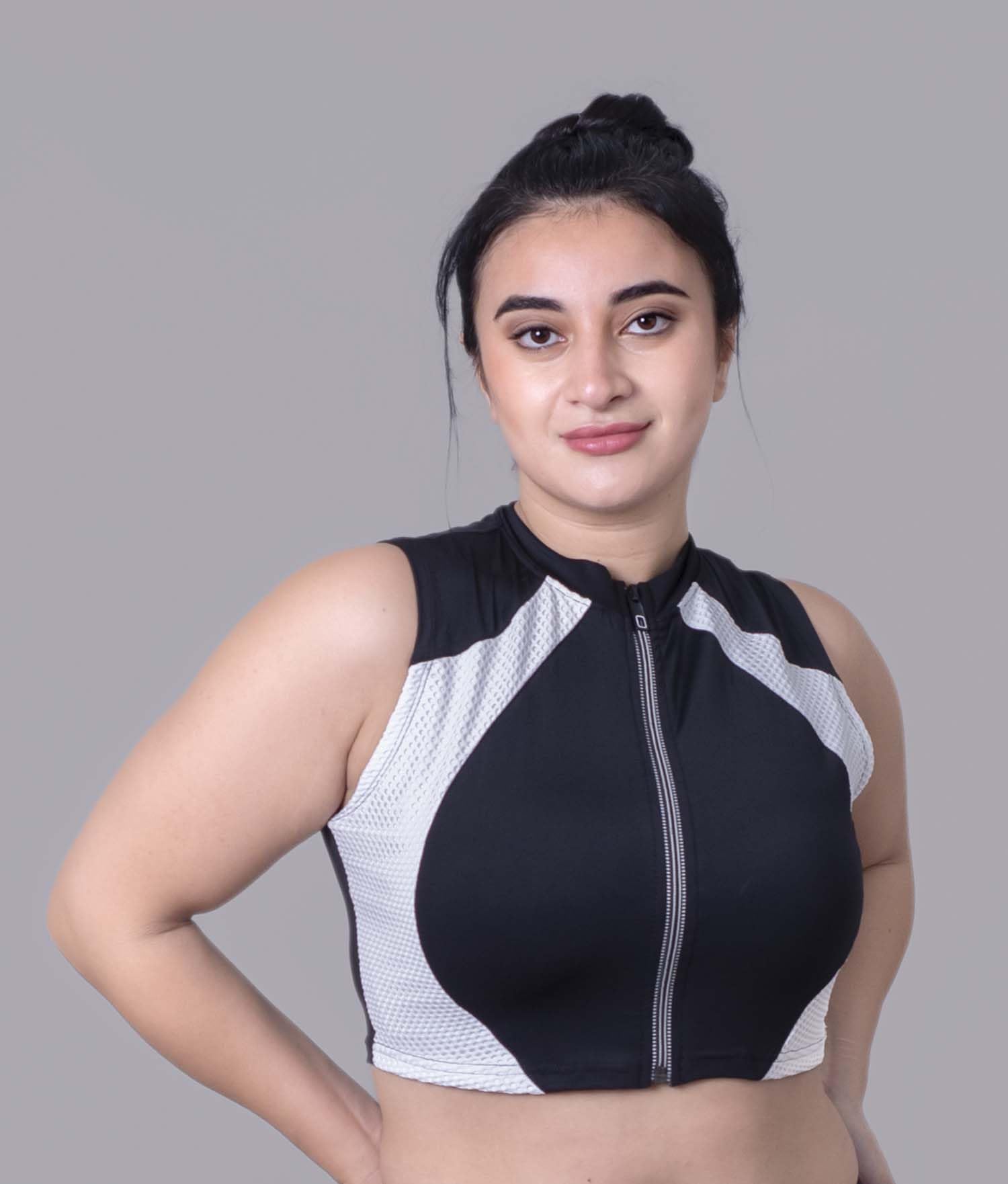 Keepfit Women's Sporty Black and White Colourblocked 2 Piece Swim Set |Swimming Suit for Women 2