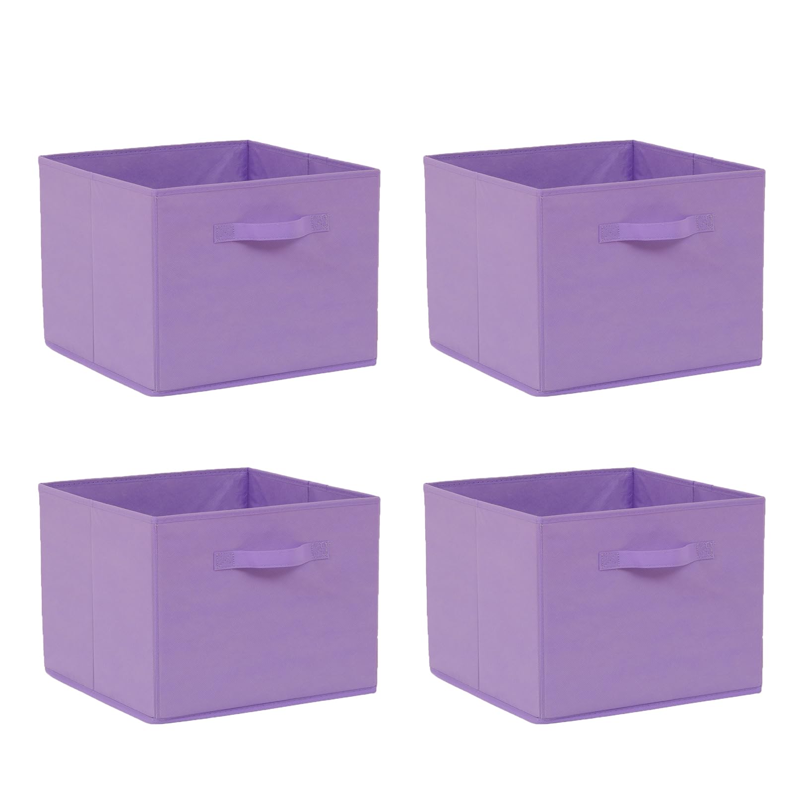 Pack of 2/4/6 Non-Woven Fabric Unit Storage Cubes Boxes Foldable Collapsible Storage Organizer Basket Bins with Handle for Wardrobe Clothes Toys Bedroom Living Room (Light Purple 38*30, Pack of 4)