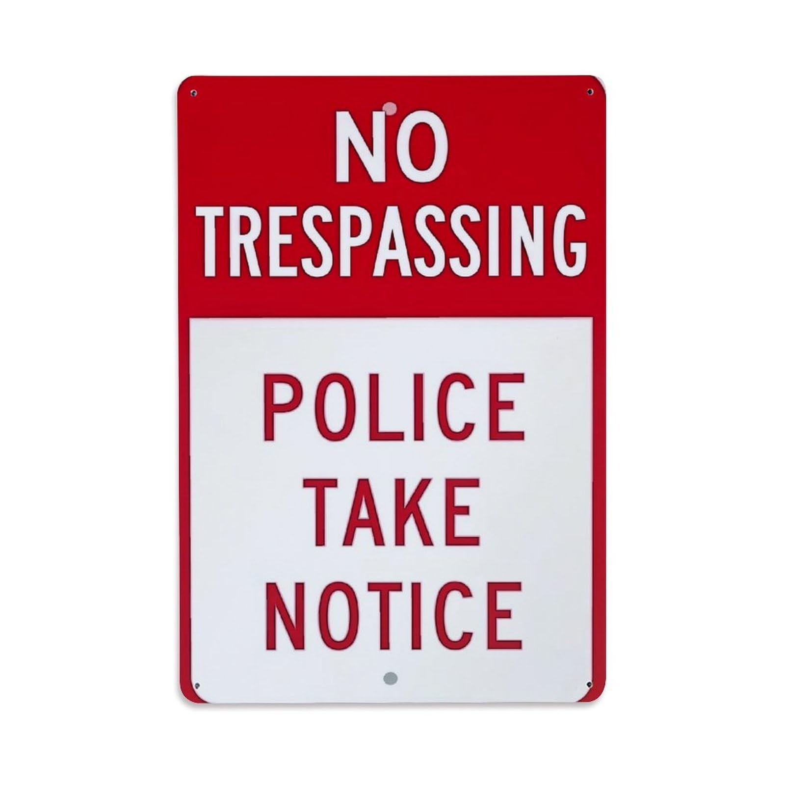 Nestemfo Vintage No Trespassing Police Take Notice Tin Sign Metal Sign, Living Room,Bar, Home, Bedroom Wall Decor,Retro Metal Poster 8X12 Inches