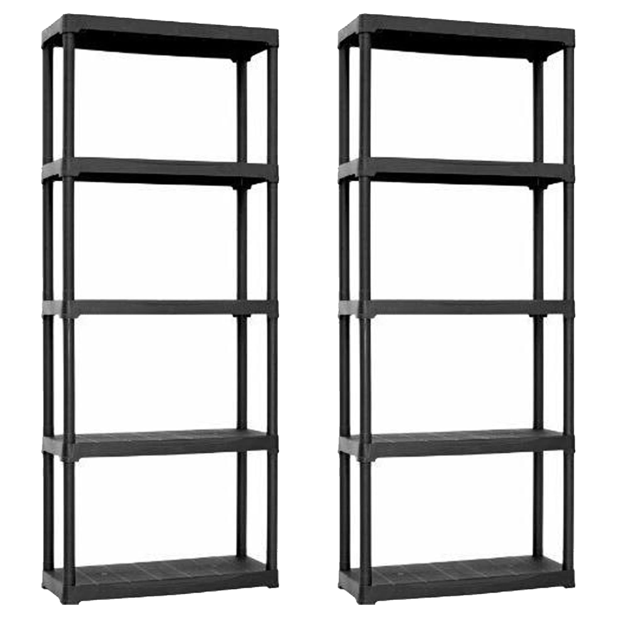 2x étagères 5 étagères en plastique de polypropylène 900x400x1760 mm.