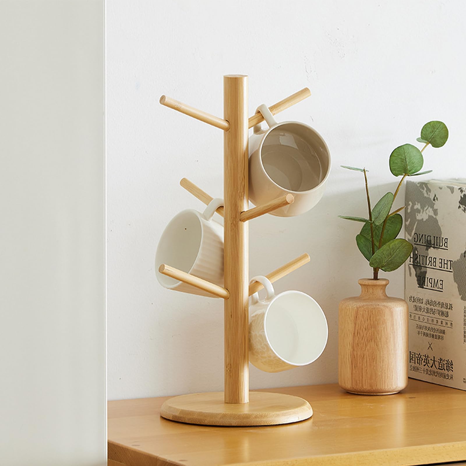 Albero Porta Tazze In Legno Con 6 Ganci - Supporto Per Tazzine Da Caffè, Cucina O Bar - Foto 2