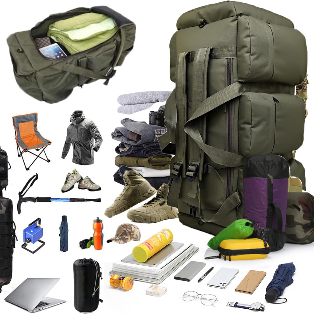 Plecak turystyczny, 90 l, duża pojemność, plecak trekkingowy, outdoorowy, wojskowy, kamuflaż, plecak awaryjny, wodoszczelny, plecak myśliwski, plecak bojowy, na podróż, wspinaczkę górską, kemping,