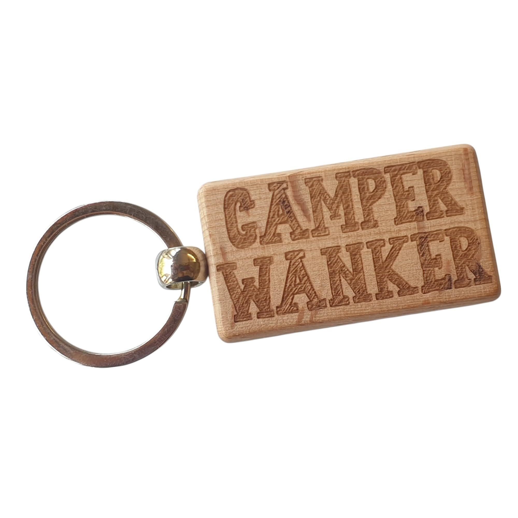 Decalarama Brown Campervan Keyring Gift Camper Wanker Nice Wooden Cute Engraved Wood Key Fob Novelty Motorhome Present