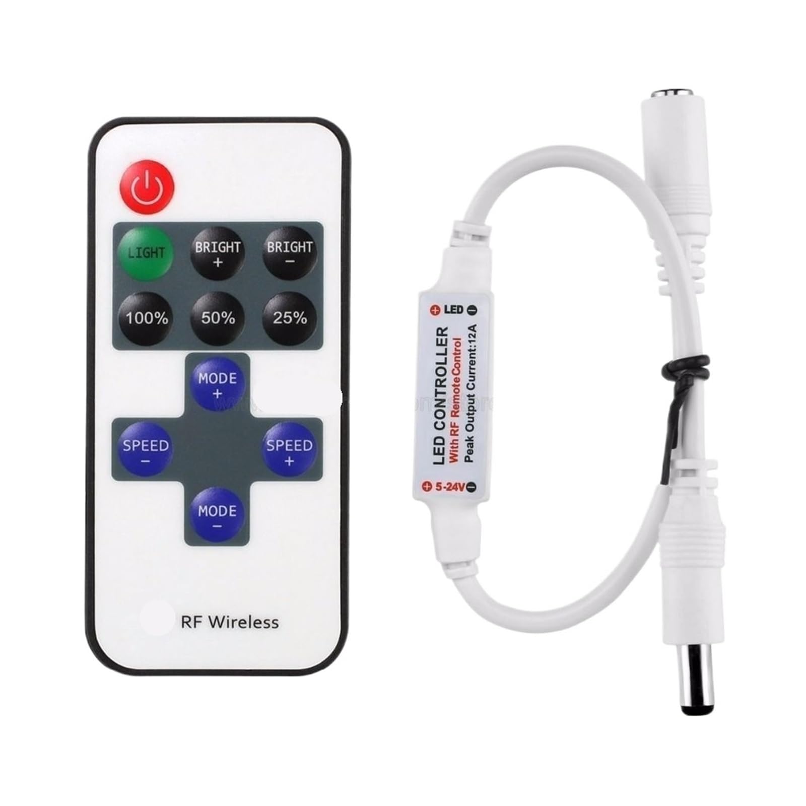 Atenuador LED 12A con mando a distancia para regular brillo en tiras de un solo color